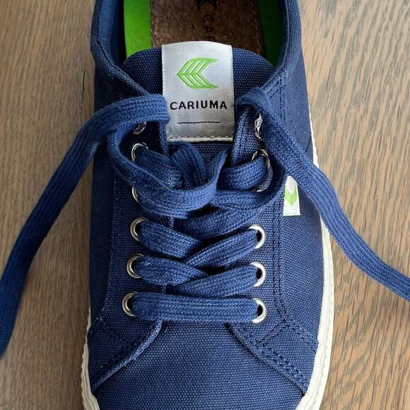 Cariuma Oca Low Shadow Sneakers Blue Canvas Organic Cotton Mens 9 Womens 10.5 - Picture 3 of 11